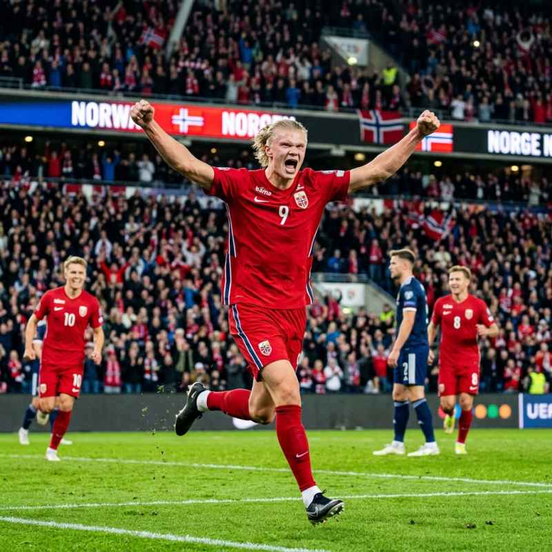 Haaland Cetak Dua Gol, Norwegia Tekuk Denmark
